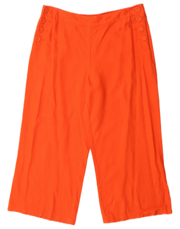 Spodnie damskie Capri Marks & Spencer UK 12 Medium W30 L23 Pomarańczowe lniane