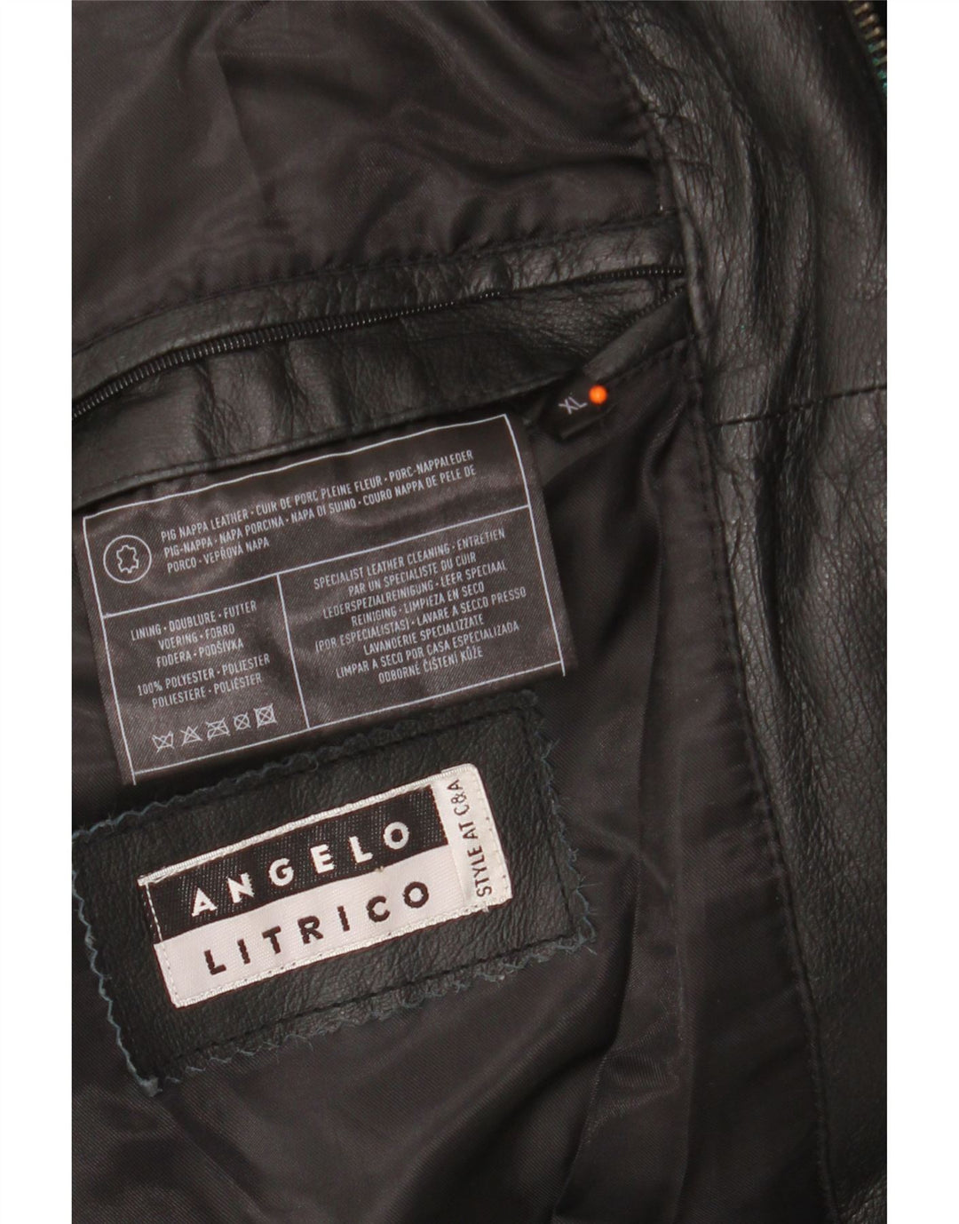 ANGELO LITRICO Męska kurtka skórzana UK 42 XL Czarna skóra