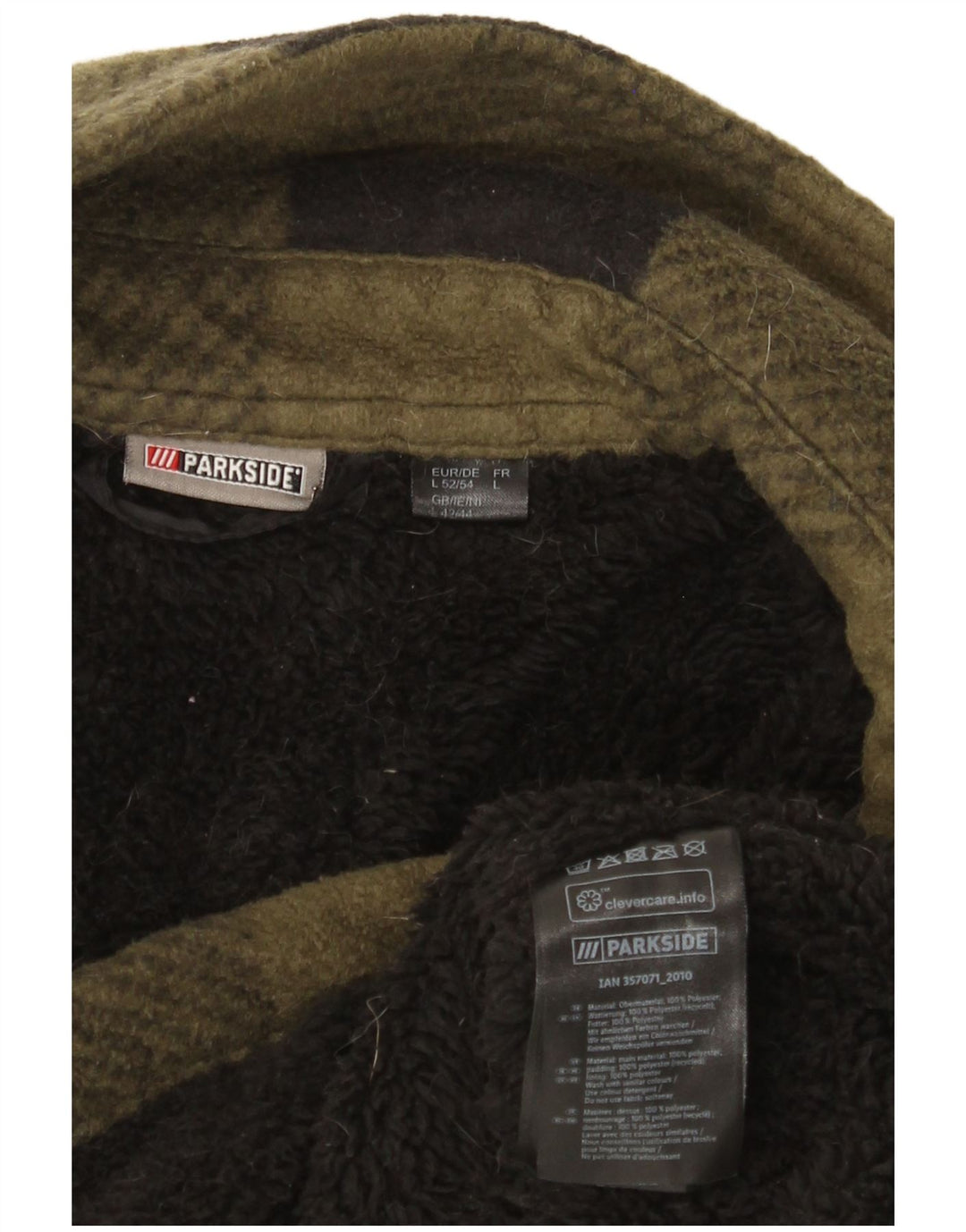 Męska kurtka polarowa Parkside UK 40, duża, khaki, poliester w kratkę