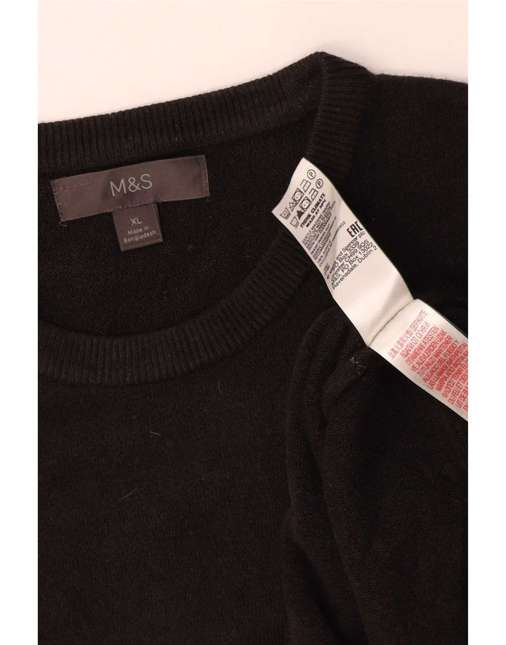 Marks & Spencer Męski sweter z okrągłym dekoltem XL, czarny akryl