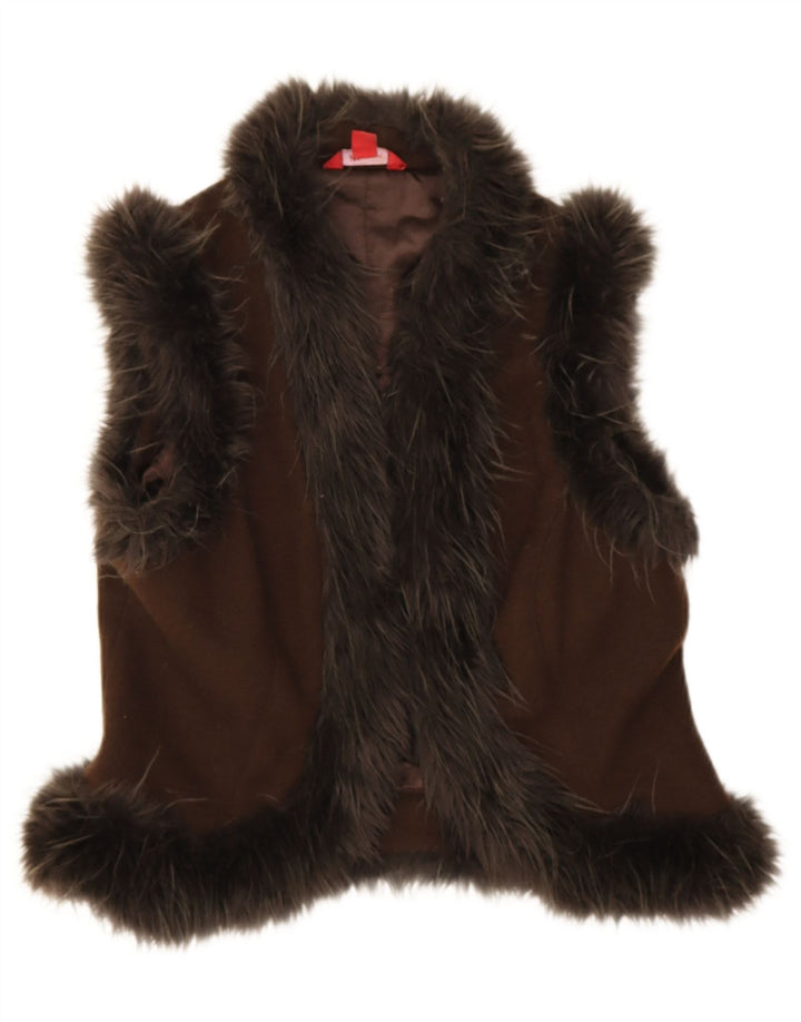 Damska kamizelka Monsoon Crop Open UK 12 Średnia brązowa wełna