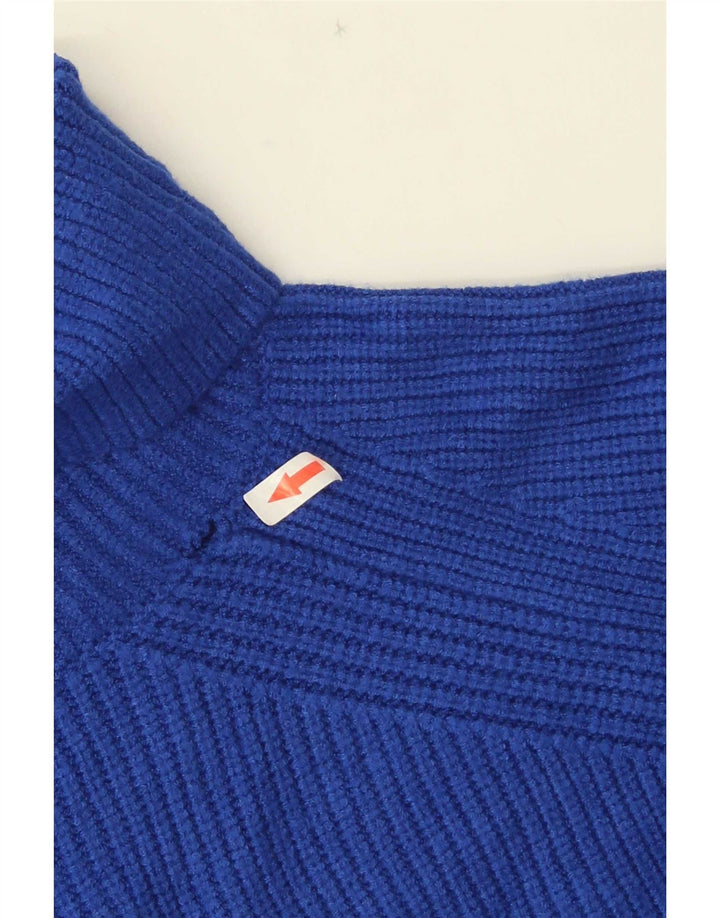 Marks & Spencer Damski sweter z golfem UK 14, średni niebieski, wiskoza