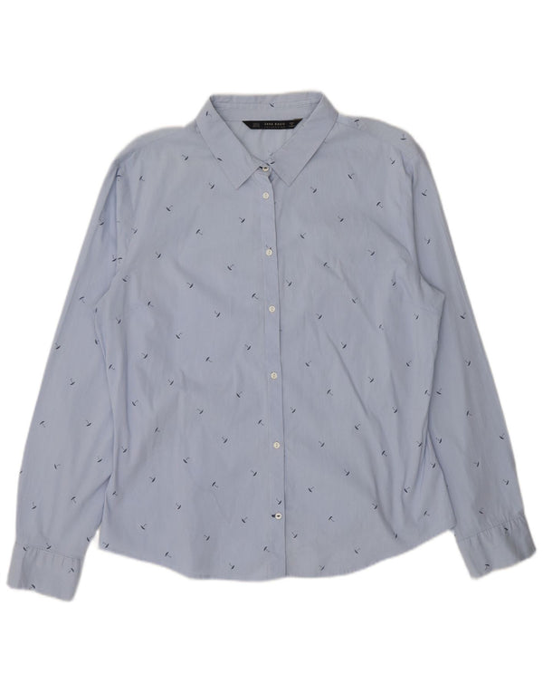 Koszula damska Zara w abstrakcyjny wzór UK 18 XL niebieska