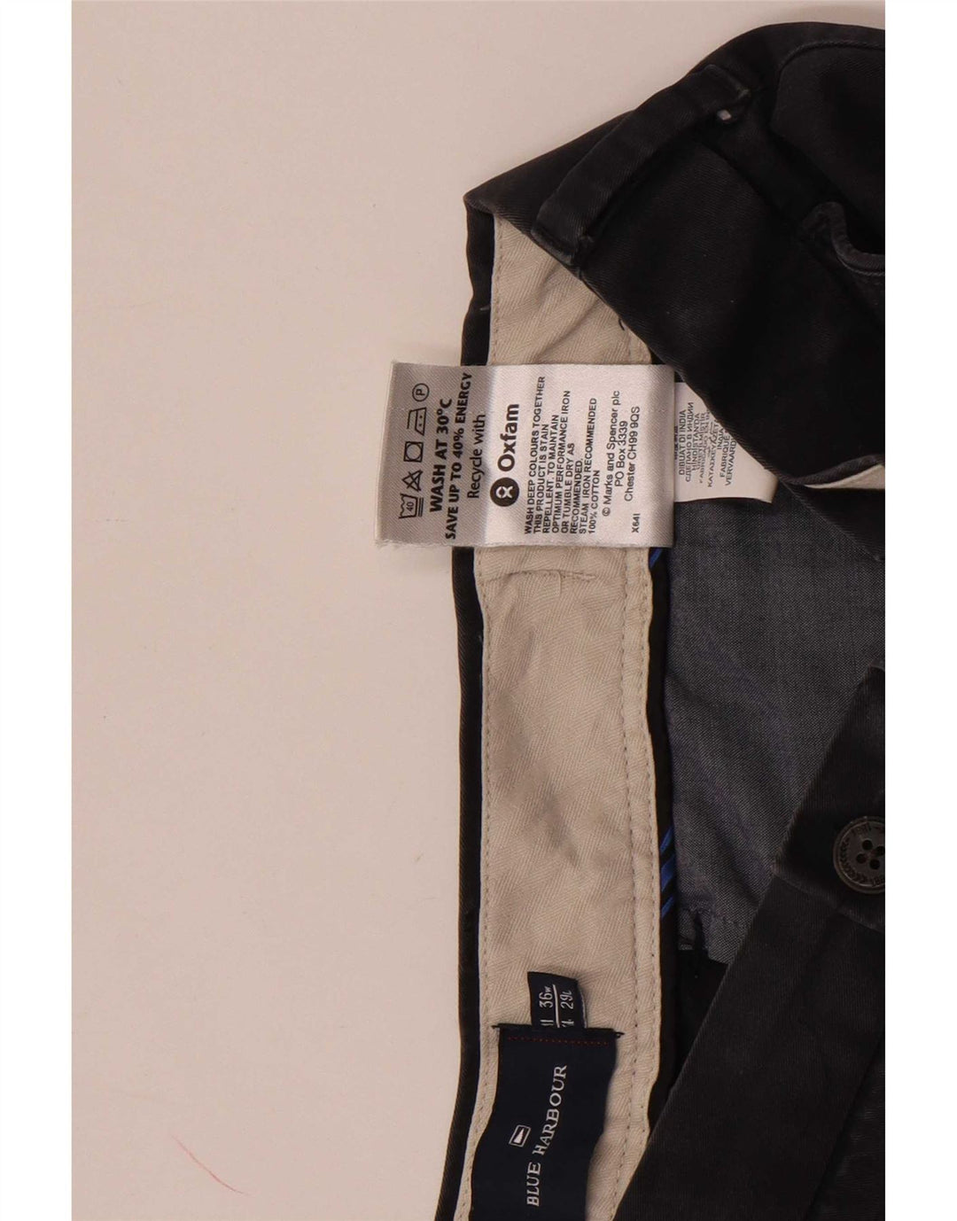 Męskie spodnie chino Marks & Spencer Blue Harbor Straight W36 L29 granatowe
