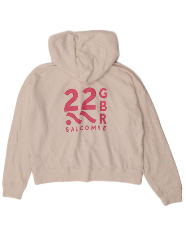 Damski sweter z kapturem Jack Wills Graphic, oversize, UK 10, mały, biały, bawełniany