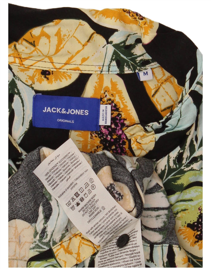Męska koszula z krótkim rękawem Jack & Jones, średnia czarna wiskoza w kwiaty