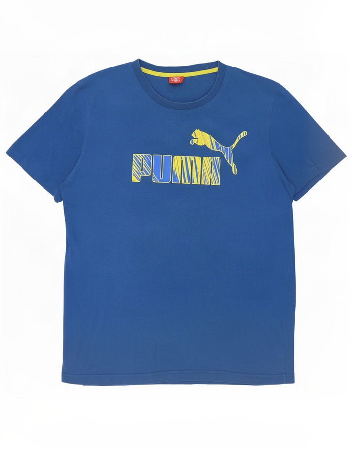 Męski T-shirt z grafiką Puma, duży, niebieski
