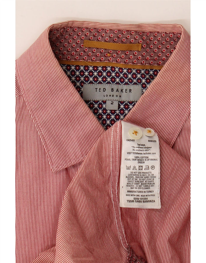Koszula męska Ted Baker, rozmiar 2, mała, bawełniana w czerwone prążki