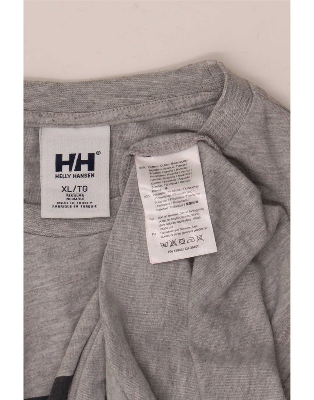 Męska koszulka z grafiką Helly Hansen, góra XL, szara bawełna