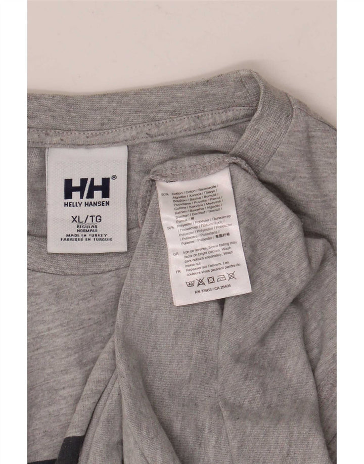 Męska koszulka z grafiką Helly Hansen, góra XL, szara bawełna