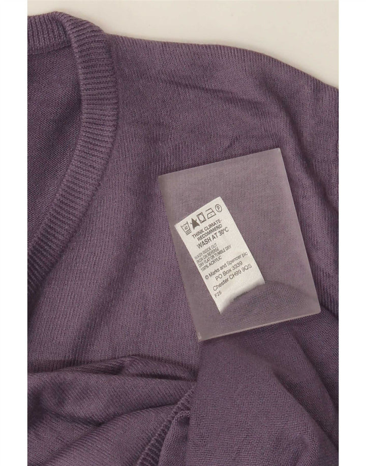Męski sweter Marks & Spencer Blue Harbor z dekoltem w kształcie litery V, mały fiolet