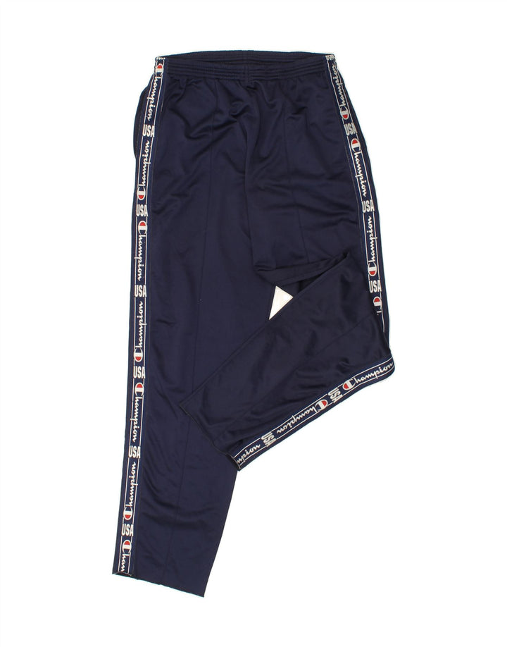 CHAMPION Womens Graphic Tracksuit Trousers XL Navy Blue Polyester Vintage Champion and Second-Hand Champion from Messina Hembry 