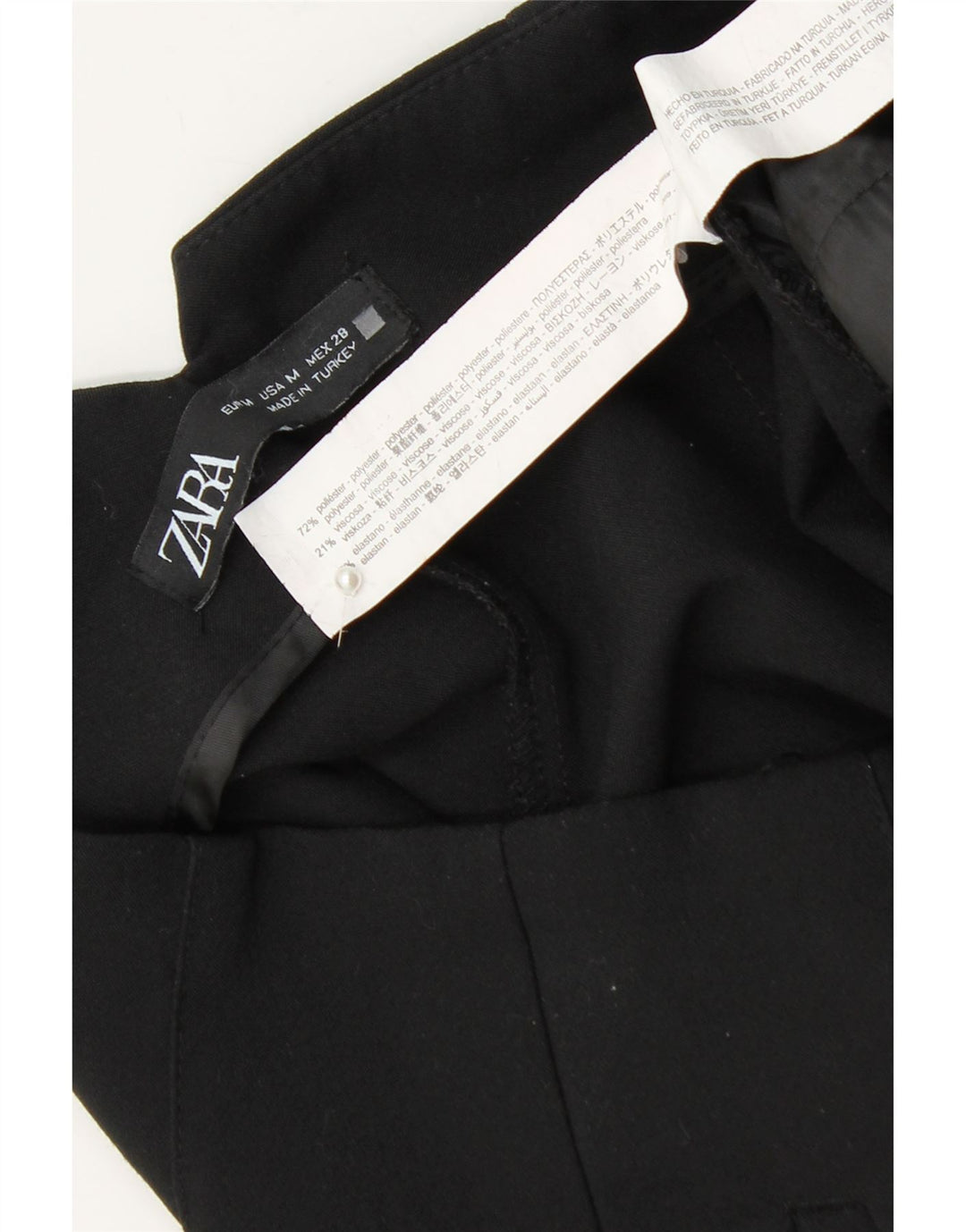Damskie zwężane spodnie chino ZARA, średnie W28 L26, czarny poliester