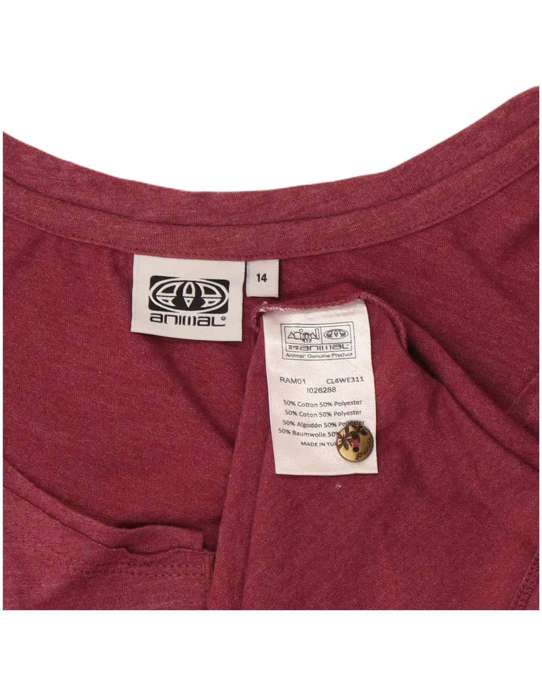 Bluzka damska ANIMAL UK 14 Średnia bordowa bawełna w kwiaty