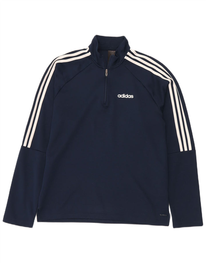 Adidas Męskie Climalite Zip Neck Top z długim rękawem, duży granatowy poliester