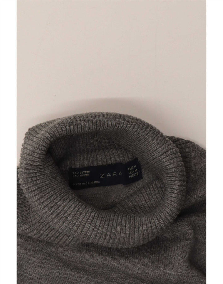 Sweter damski Zara z wywijanym dekoltem UK 14, średnioszary, bawełniany