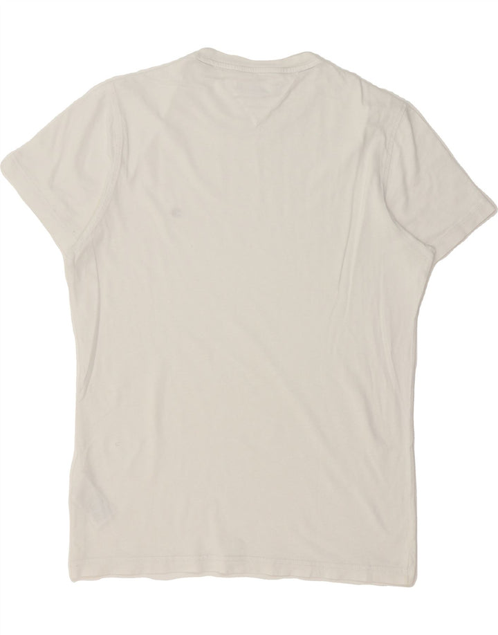 TOMMY HILFIGER Mens T-Shirt Top Medium White Cotton Vintage Tommy Hilfiger and Second-Hand Tommy Hilfiger from Messina Hembry 