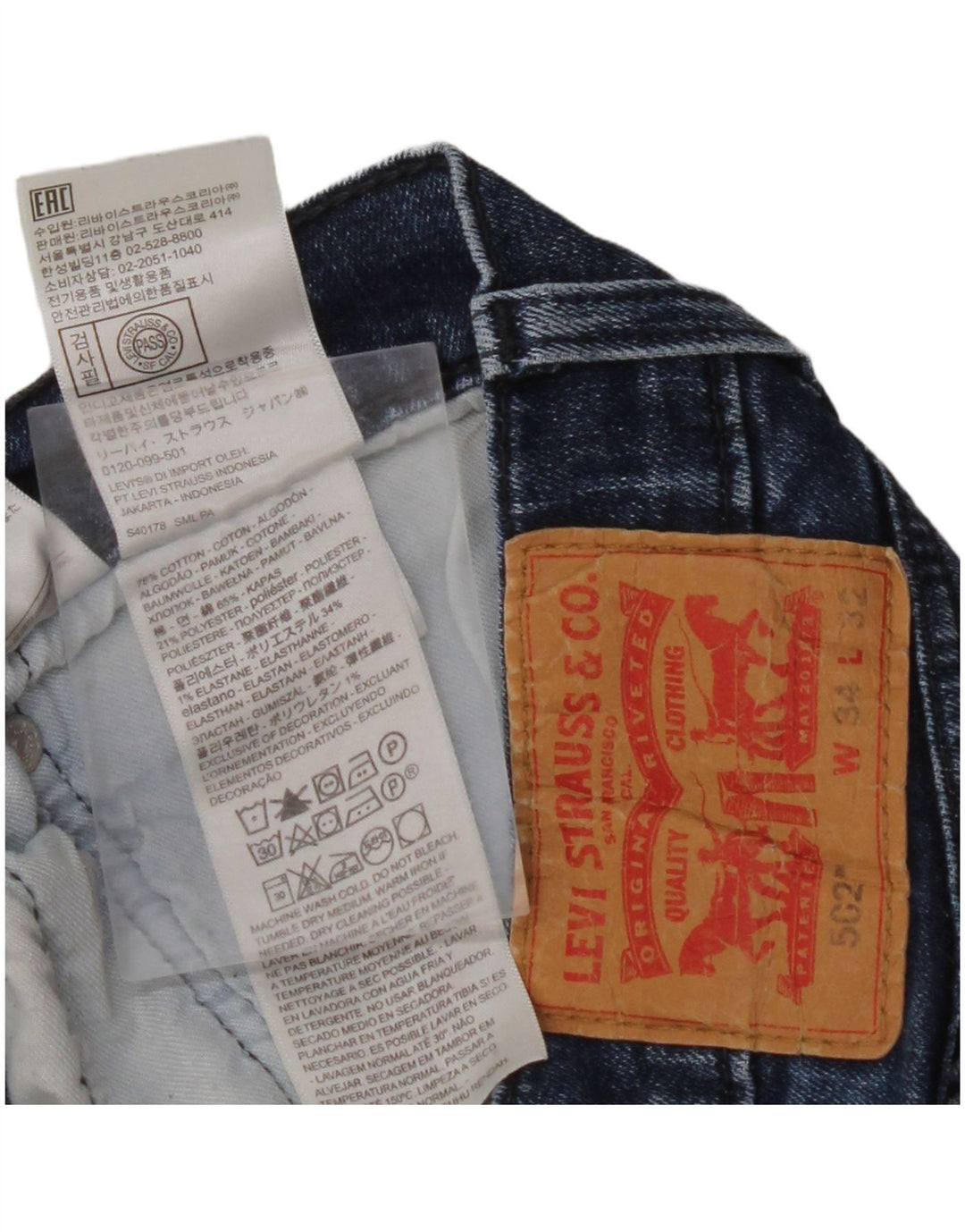 Męskie jeansy LEVI'S 502 zwężane W34 L32 niebieska bawełna