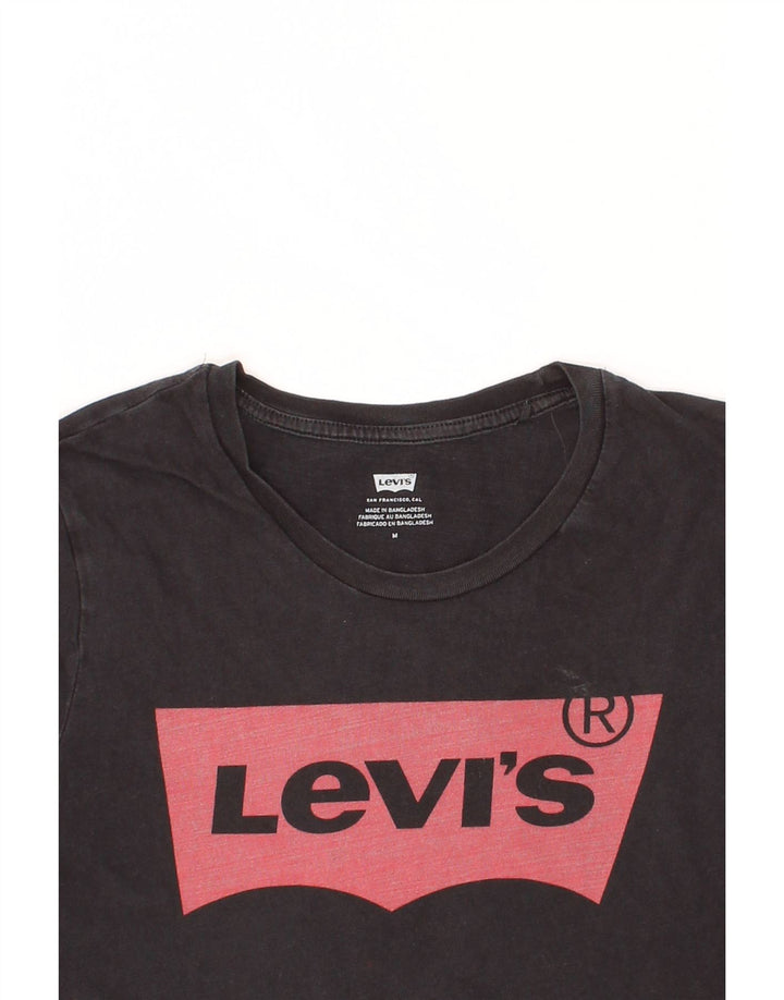 LEVI'S Womens Graphic T-Shirt Top UK 14 Medium Black Cotton Vintage Levi's and Second-Hand Levi's from Messina Hembry 