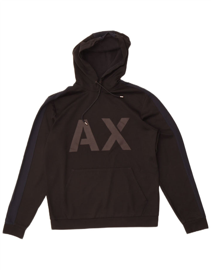 Męski sweter z kapturem i grafiką Armani Exchange, średni czarny poliester