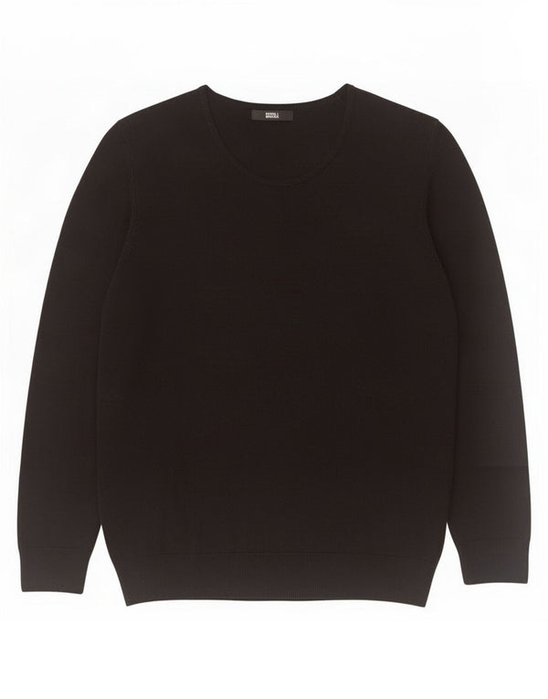 Marks & Spencer Damski sweter z dekoltem w łódkę UK 16, duży, czarny akryl