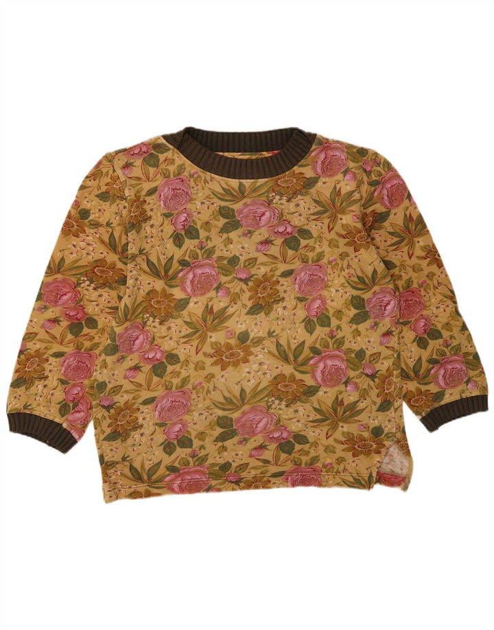 Damska bluza bluzowa w stylu vintage IT 44 Średnia żółta bawełna w kwiaty