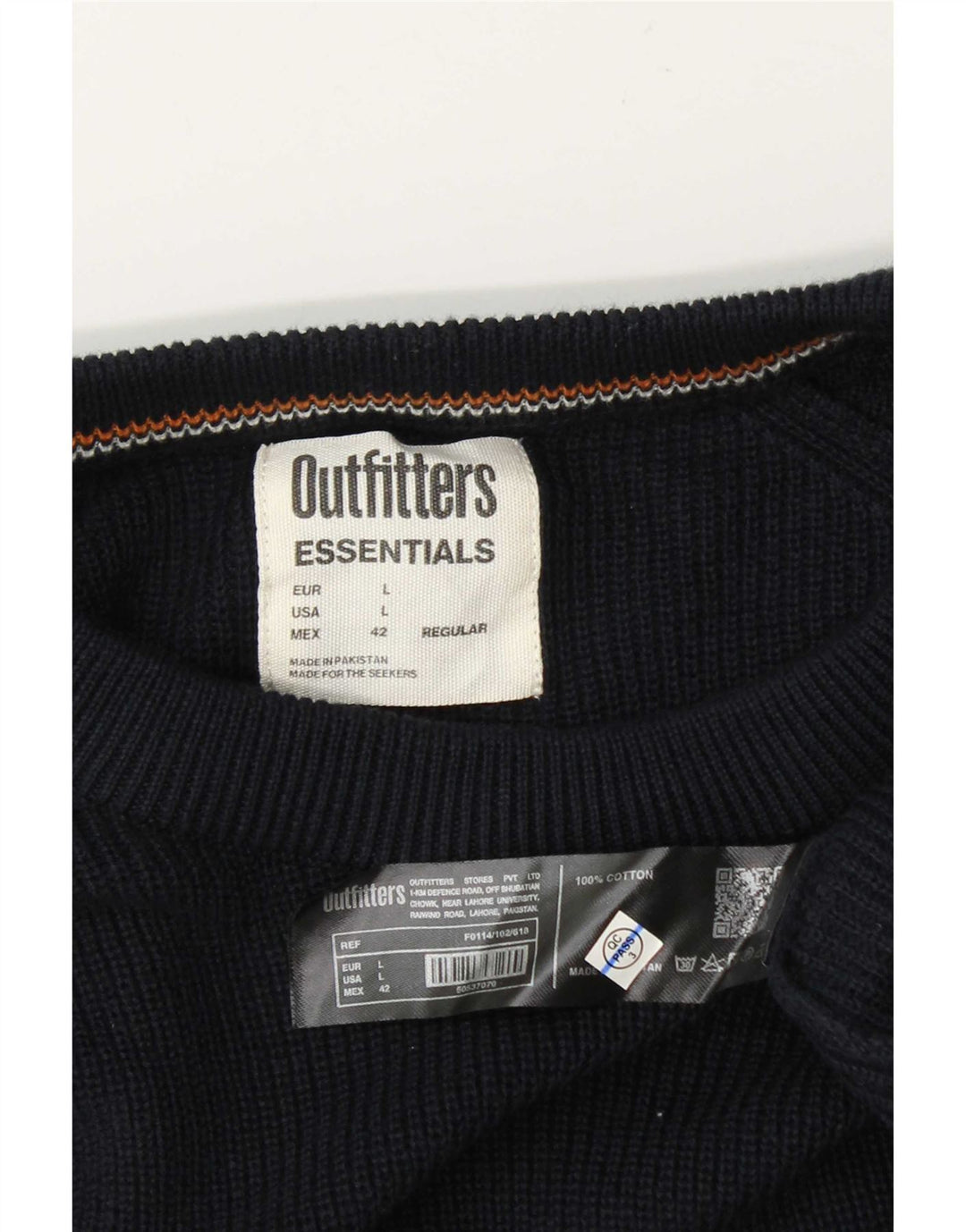 Męski sweter z okrągłym dekoltem Essentials, duży, granatowy, bawełniany