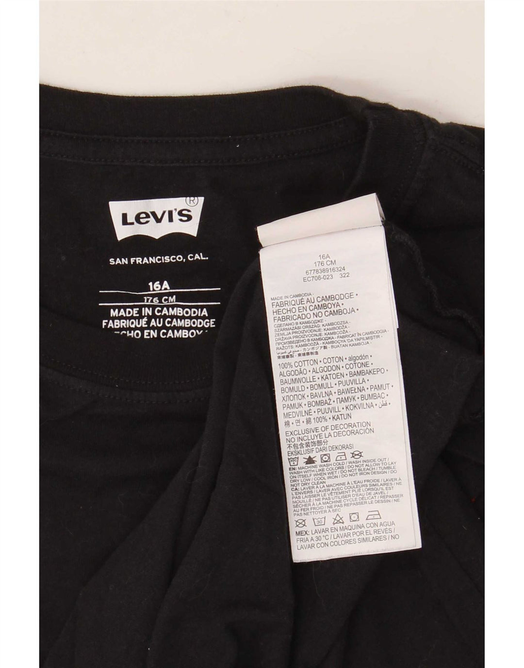 Koszulka chłopięca Levi's z długim rękawem, 15-16 lat, czarna, bawełniana