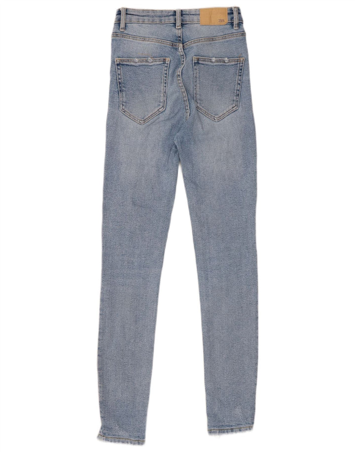 Damskie dżinsy rurki ZARA w trudnej sytuacji EU 34 2XS W24 L27 niebieskie