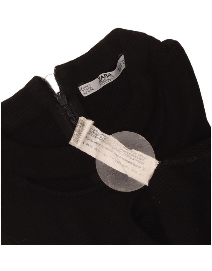 Damski krótki top bez rękawów Zara UK 8 Small, czarna wiskoza