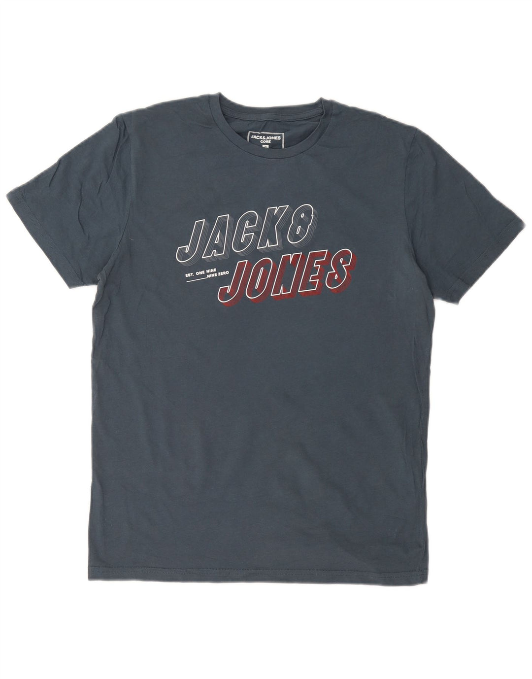Męska koszulka z grafiką JACK & JONES, średnia, granatowa, bawełniana