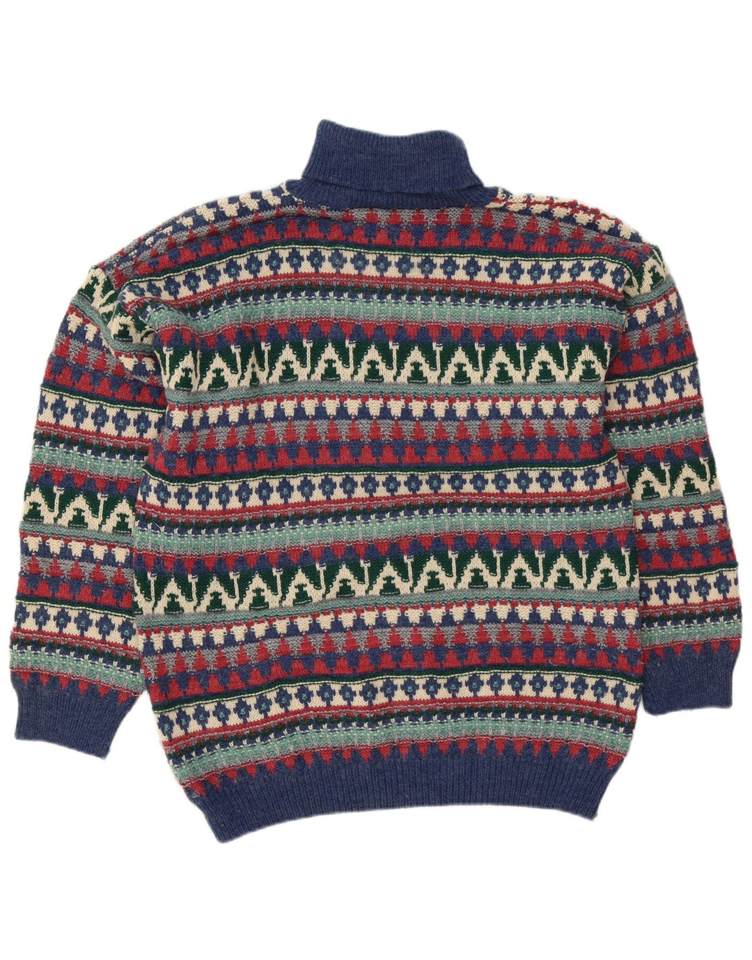 Vintage męski sweter z golfem, duży, wielobarwny, wełniany Fair Isle