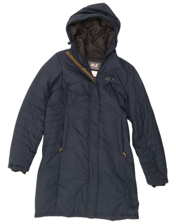 Męski ocieplany płaszcz z kapturem Jack Wolfskin UK 12/14, średni granatowy poliester
