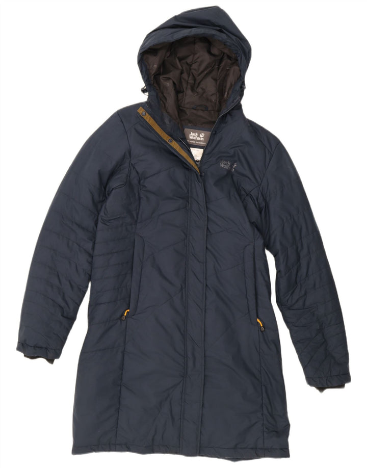 Męski ocieplany płaszcz z kapturem Jack Wolfskin UK 12/14, średni granatowy poliester