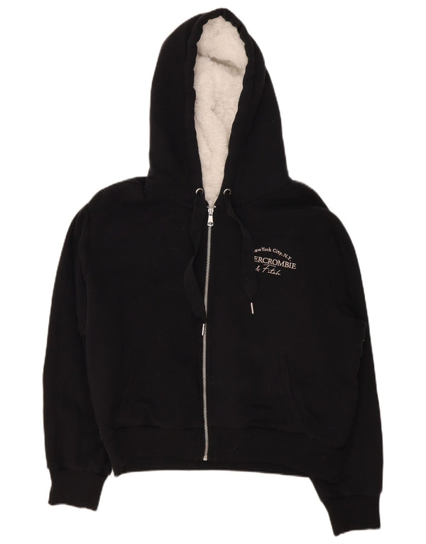 Damski sweter z kapturem i grafiką Abercrombie & Fitch UK 16, duży, czarny