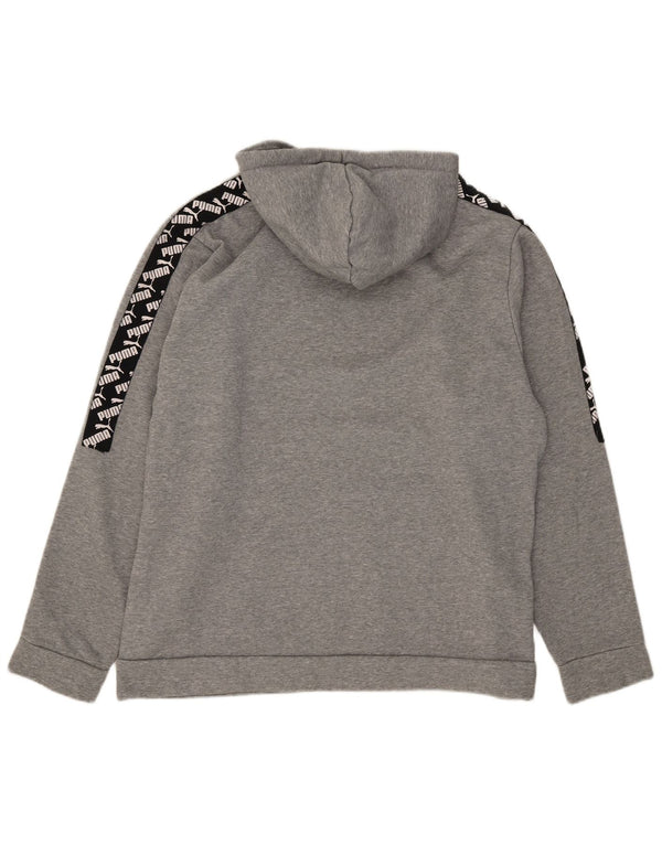 Męska bluza z kapturem Puma z grafiką 2XL, szara bawełna z blokami kolorów
