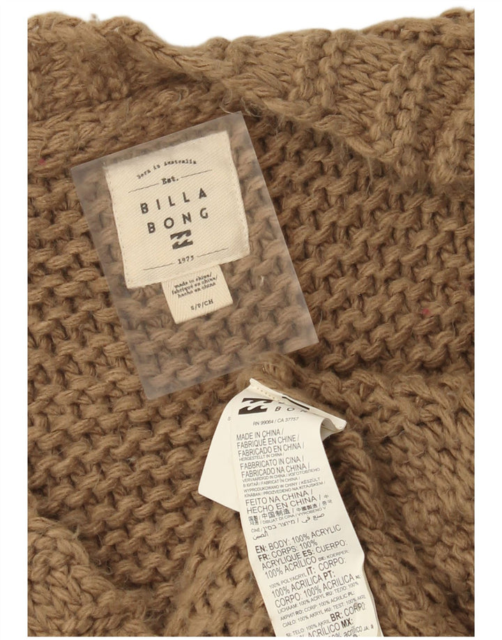 Damski sweter oversize Billabong z otwartym kardiganem UK 10 Mały brązowy akryl