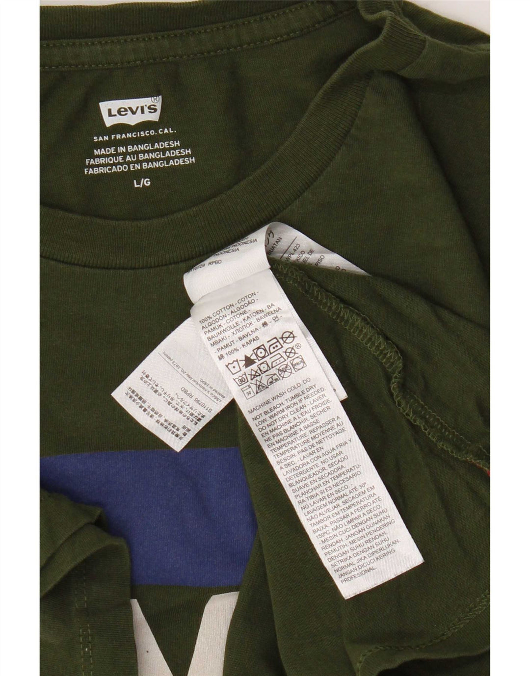 Męski T-shirt z grafiką Levi's, duży, zielony, bawełniany