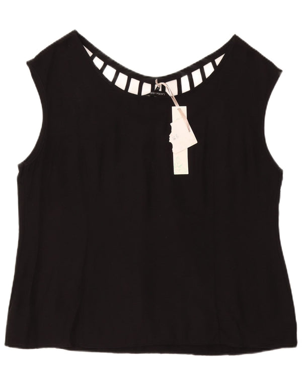 Damska bluzka bez rękawów LAURA ASHLEY UK 18 XL, czarna wiskoza