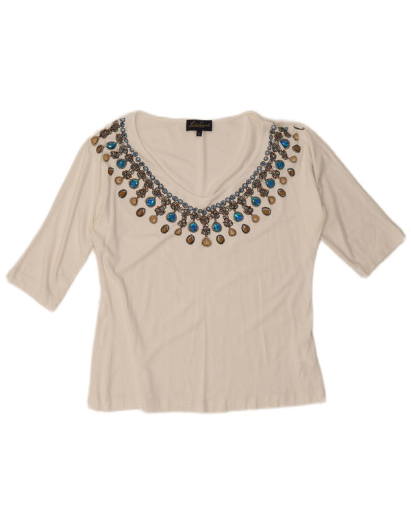 Bluzka damska Luisa Spagnoli Top UK 14 Large Biała Wiskoza