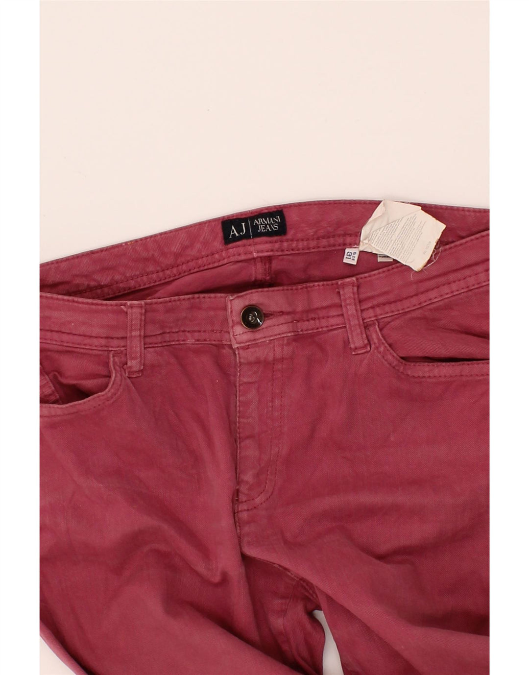 ARMANI Womens Bootcut Jeans W31 L29 Maroon Cotton Vintage Armani and Second-Hand Armani from Messina Hembry 