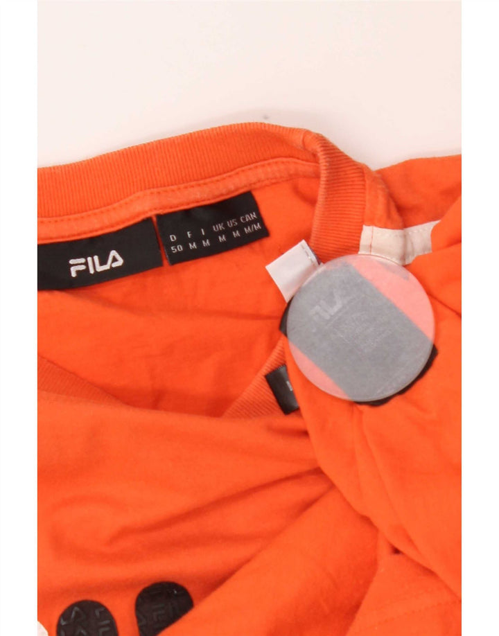 Męski T-shirt Fila z grafiką, średniej wielkości bawełna w pomarańczowe paski