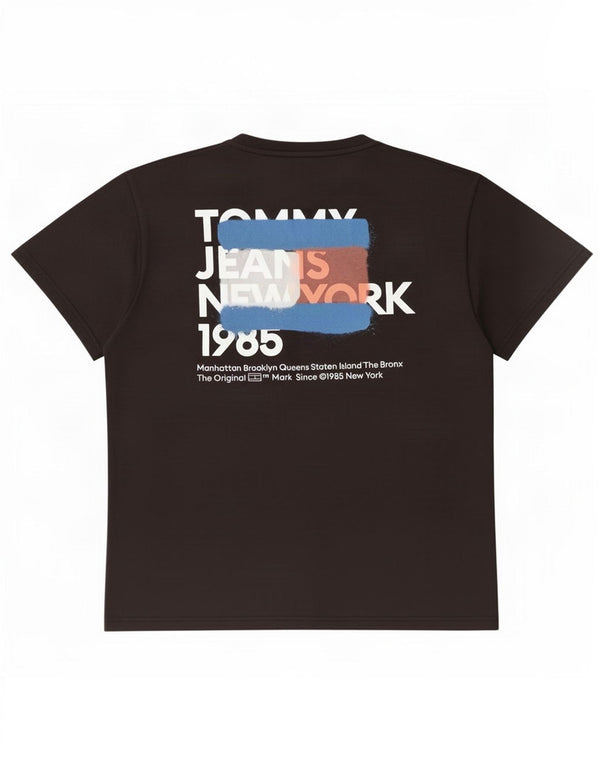 Męski T-shirt z grafiką Tommy Hilfiger, duży, czarny, bawełniany