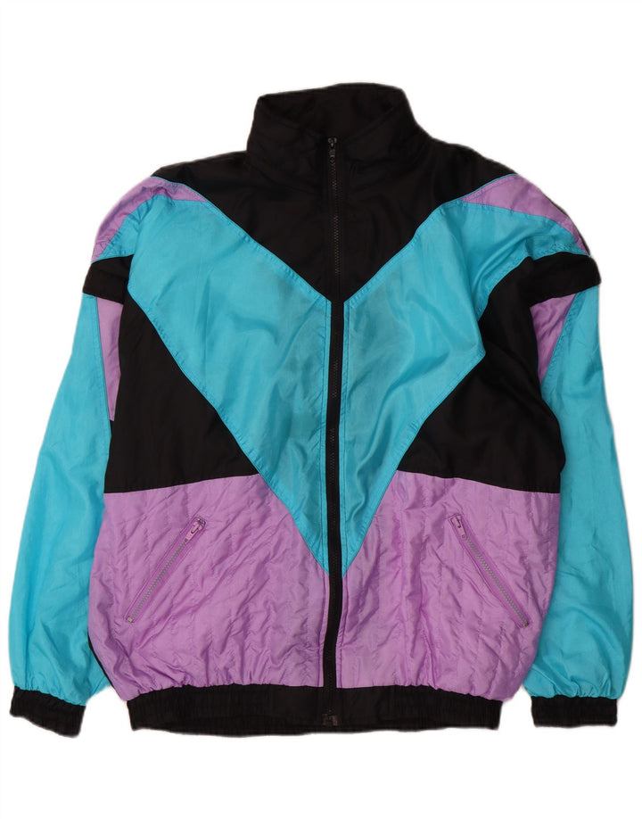 Męska kurtka dresowa w stylu vintage XL, wielokolorowy poliamid z blokami kolorów