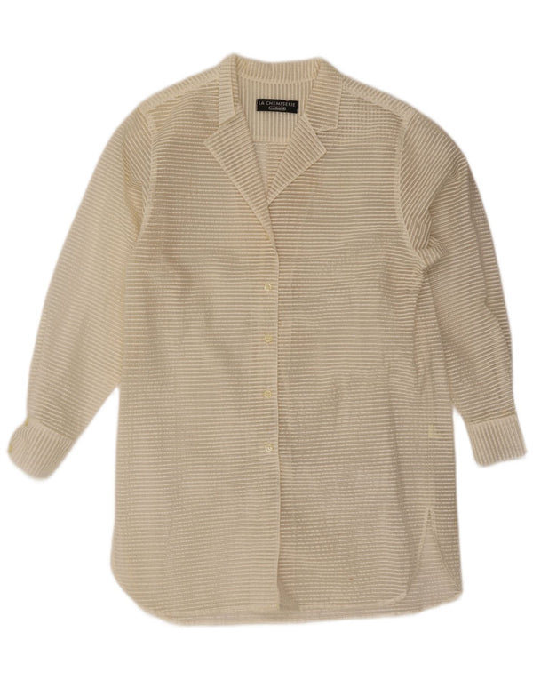 Damska bluzka koszulowa Cacharel UK 16, duża, bawełniana w białe paski