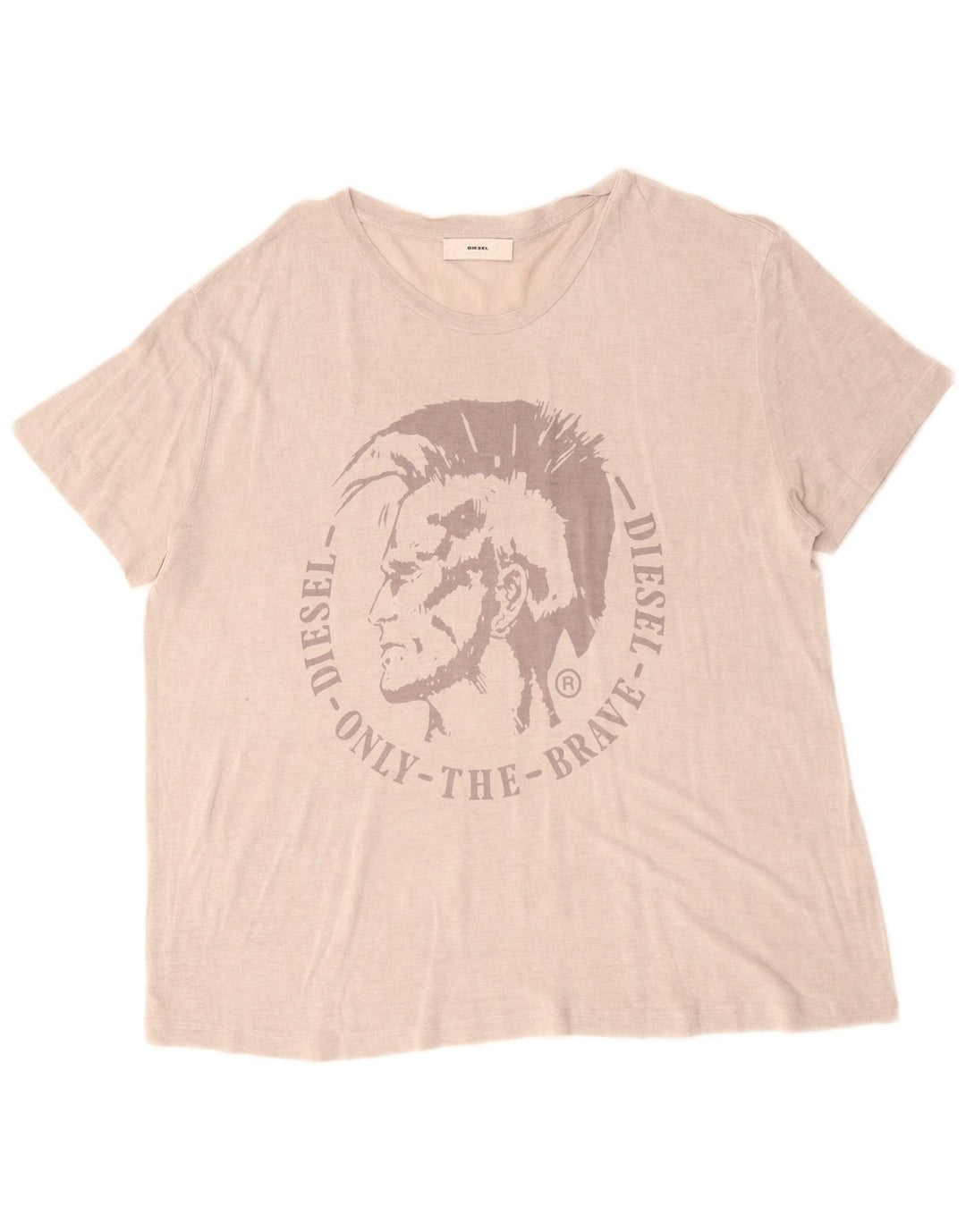 Damska koszulka z grafiką Diesel Top UK 18 XL Beżowa klasyczna