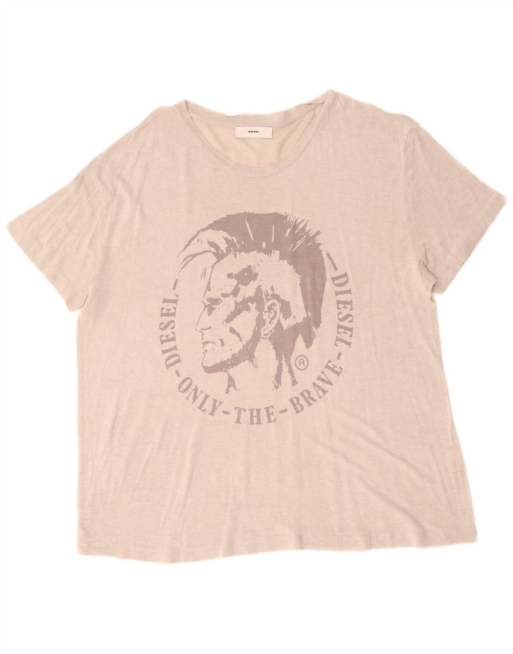 Damska koszulka z grafiką Diesel Top UK 18 XL Beżowa klasyczna