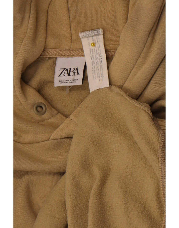 Męski sweter z kapturem Zara, mały, beżowy, bawełniany