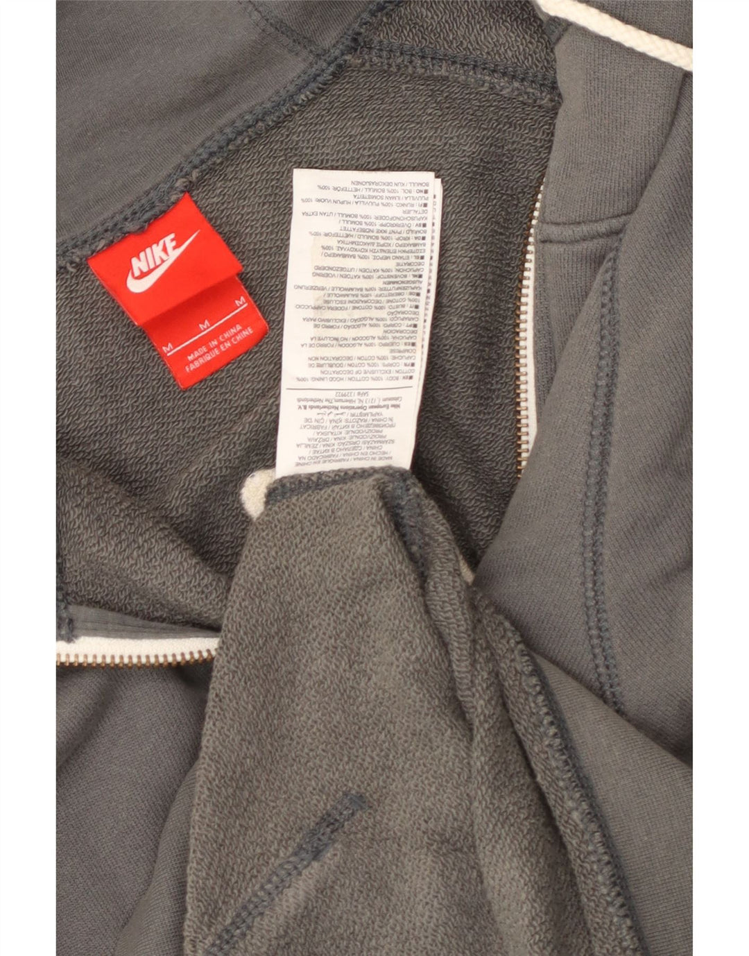 Męski sweter z kapturem i zamkiem błyskawicznym Nike, średnioszary, bawełniany