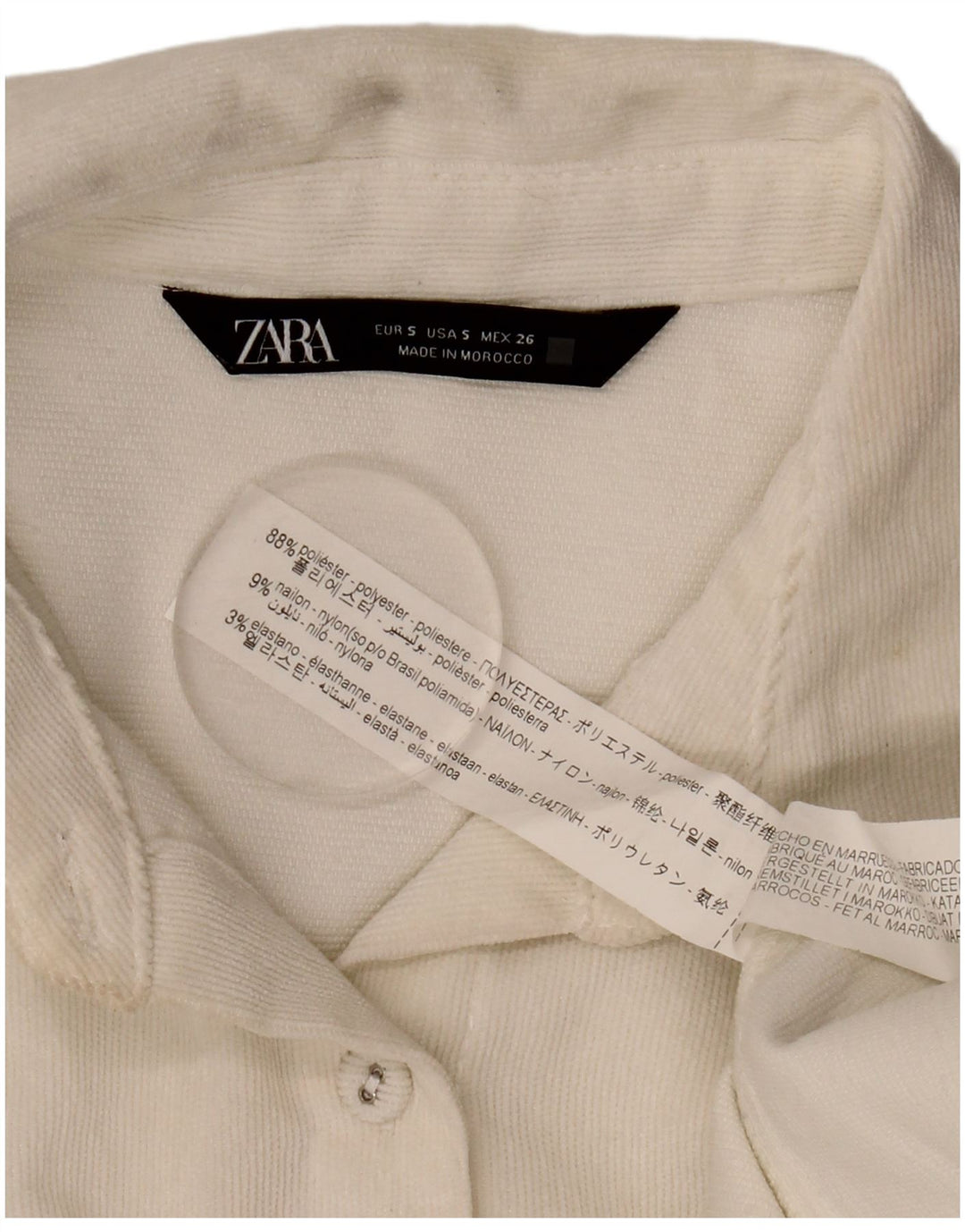 Damska koszula sztruksowa oversize Zara UK 10, mała, biała, poliestrowa